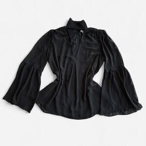 Max Studio Women's Black Polyester Blouse with Lace Details